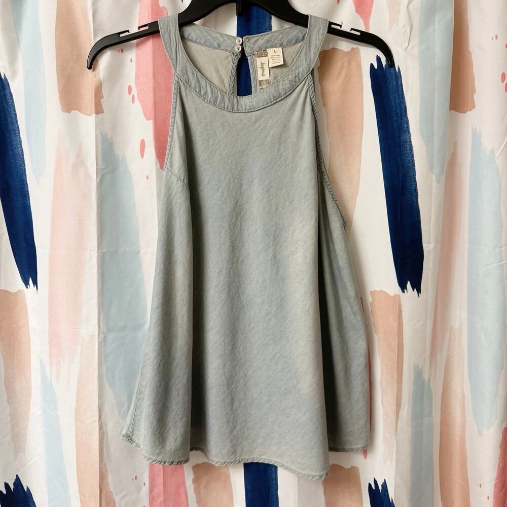 Japna Light Chambray Sleeveless High Neck Tank Top Size Large
